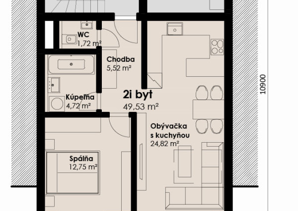 2i byt v radovom dome s garážou – Nad Slatinou (typ A)