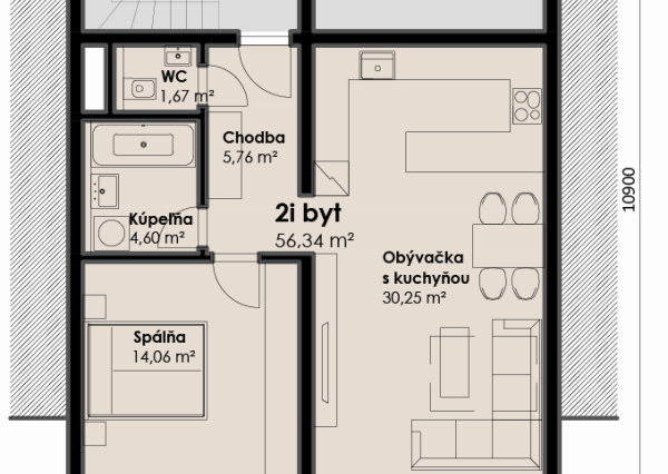 2i byt v radovom dome s garážou – Nad Slatinou (typ B)